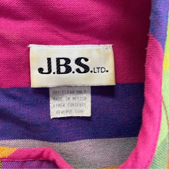 Vintage J.B.S Linen Blend Colorful Midi Dress 14, fits like 10 Pink - Picture 4 of 11
